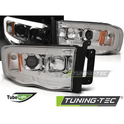 Přední světla s LED tube Dodge RAM 02-06 chrom