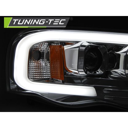 Přední světla s LED tube Dodge RAM 02-06 chrom