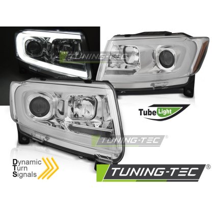 Přední světla s LED TUBE, dynamickým blinkrem Chrysler Jeep Grand Cherokee 11-13 chromová