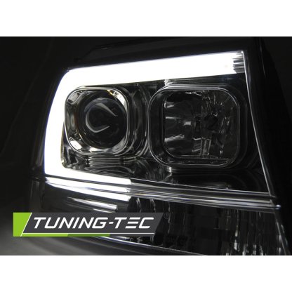 Přední světla s LED tube Jeep Grand Cherokee 99-05 chrom