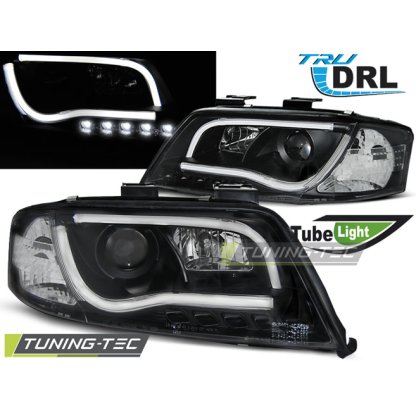Přední světla s LED TubeLights denními světly Audi A6 C5 01-04 černá