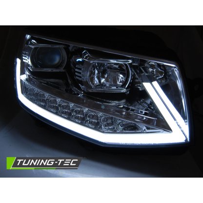 Přední světla TubeLights s LED denními světly, LED dynamický blinkr - VW T6 chrom