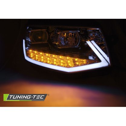 Přední světla TubeLights s LED denními světly, LED dynamický blinkr - VW T6 chrom