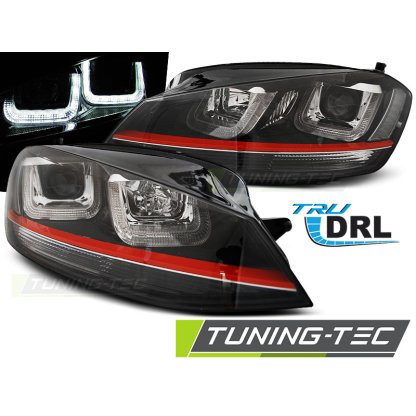 Přední světla U-LED BAR denní světla VW Golf 7 12- černá, red line