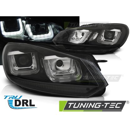 Přední světla U-LED denními světly BAR VW Golf 6 08-12 černé - black line