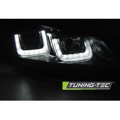Přední světla U-LED denními světly BAR VW Golf 6 08-12 černé - black line