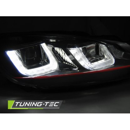 Přední světla U-LED denními světly BAR VW Golf 6 08-12 černé - red line