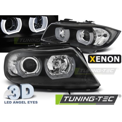 Přední světla xenon D1S 3D LED angel eyes BMW E90/E91 05-08 černá
