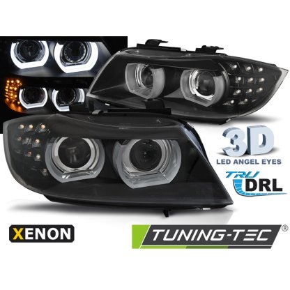 Přední světla xenon D1S, LED blinkr,DRL, BMW E90/E91 09-11 černá