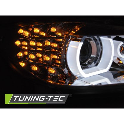 Přední světla xenon D1S, LED blinkr, DRL, BMW E90/E91 09-11 chromová