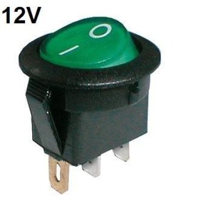 Přepínač kolébkový kulatý zelený, 1018
