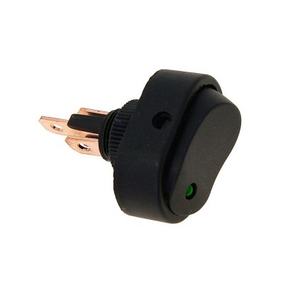 Přepínač kolébkový oválný se zelenou LED diodou, 86108