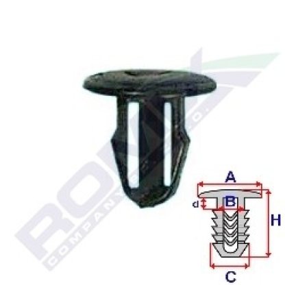 Příchytka čalounění A-13,6; B-6,9; C-8; d-3; H-13,2mm (balení 10ks)