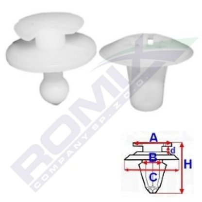 Příchytka čalounění A-13,8; B-8,1; C-15; d-2,1; H-20,4mm (balení 10ks)
