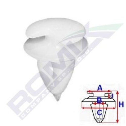 Příchytka čalounění A-13,8; B-8,1; C-15; d-2,1; H-20,4mm (balení 25ks)