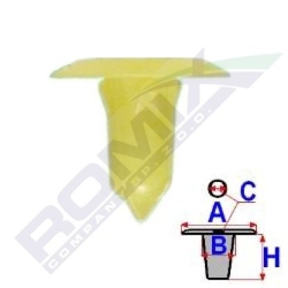 Příchytka čalounění A-19,8; B-9,3; C-5,3; H-20,3mm (balení 25ks)