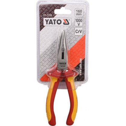 Prodloužené rovné půlkulaté kleště 160mm VDE (1000V) - YT-21154
