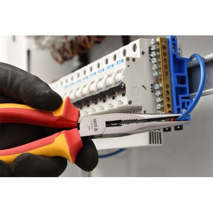 Prodloužené rovné půlkulaté kleště 160mm VDE (1000V) - YT-21154