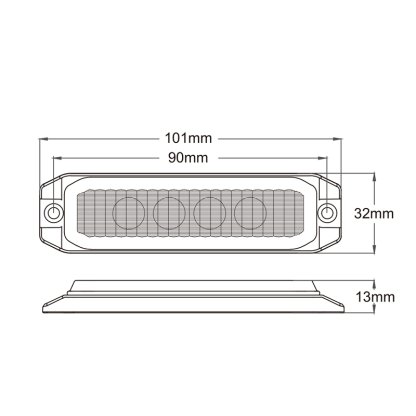 PROFI SLIM výstražné LED světlo vnější, oranžové, 12-24V, ECE R65