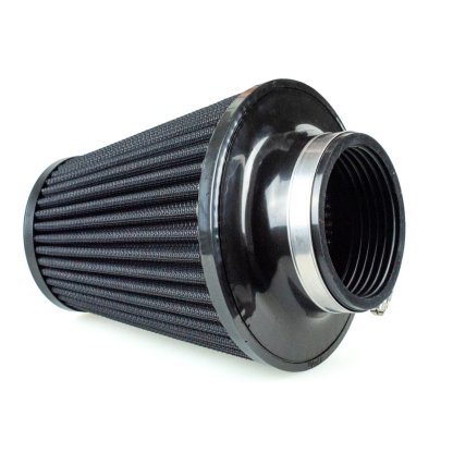 Raemco univerzální vzduchový filtr o délce 150 mm černý se vstupem 77 mm s možností redukce na 70 nebo 63 mm