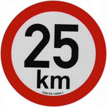Reflexní samolepka omezení rychlosti 25km, prů.20cm