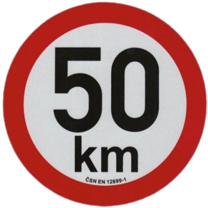 Reflexní samolepka omezení rychlosti 50km, prů. 20cm