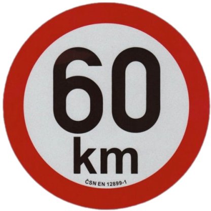 Reflexní samolepka omezení rychlosti 60km, prů. 20cm