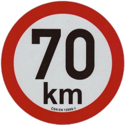 Reflexní samolepka omezení rychlosti 70km, prů. 20cm