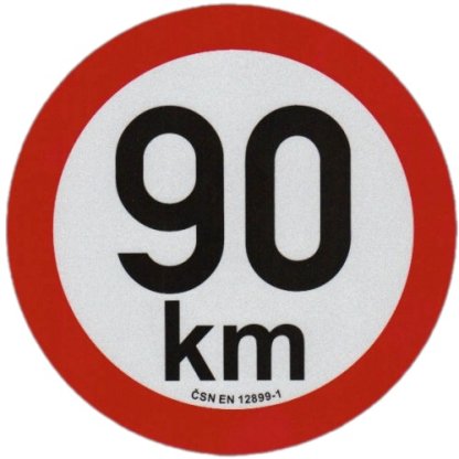Reflexní samolepka omezení rychlosti 90km, prů. 20cm