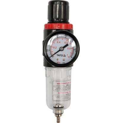 Regulátor tlaku vzduchu 1/4", max. 0,93MPa, s filtrem (15 ml) - YT-2382