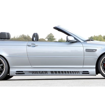 Rieger boční práh (175mm) mont. strana pravá pro BMW řada 3 E46, E46 M3 compact, kabriolet, kupé, sedan vč. faceliftu, r.v. 02/02-, 02/98-12/01, 06/00-, plast ABS bez povrchové úpravy, s prolisem, s prolisem a dvěma výřezy