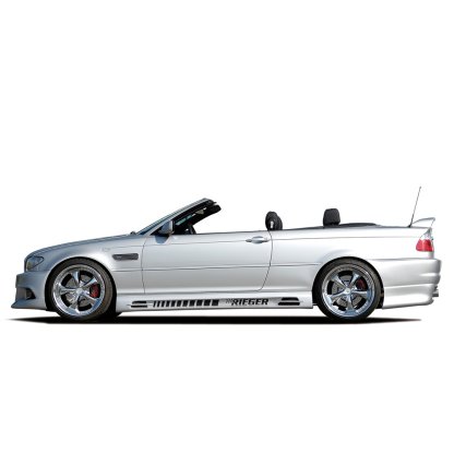 Rieger boční práh (185mm) mont. strana levá pro BMW řada 3 E46, E46 M3 compact, kabriolet, kupé, sedan vč. faceliftu, r.v. 02/02-, 02/98-12/01, 06/00-, plast ABS bez povrchové úpravy, s prolisem, s prolisem a dvěma výřezy