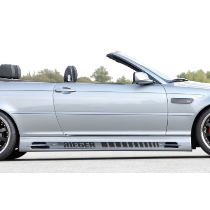 Rieger boční práh (185mm) mont. strana pravá pro BMW řada 3 E46, E46 M3 compact, kabriolet, kupé, sedan vč. faceliftu, r.v. 02/02-, 02/98-12/01, 06/00-, plast ABS bez povrchové úpravy, s prolisem, s prolisem a dvěma výřezy