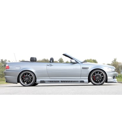 Rieger boční práh (185mm) mont. strana pravá pro BMW řada 3 E46, E46 M3 compact, kabriolet, kupé, sedan vč. faceliftu, r.v. 02/02-, 02/98-12/01, 06/00-, plast ABS bez povrchové úpravy, s prolisem, s prolisem a dvěma výřezy