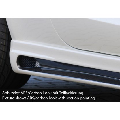 Rieger boční práh mont. strana levá pro Audi A1 8X 3-dvéř., 5-dvéř. (sportback) vč. faceliftu, r.v. 02/15-, 08/10-12/14, plast ABS s povrchovou úpravou Carbon-Look, s prolisem a výřezem