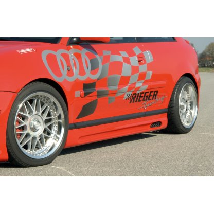Rieger boční práh mont. strana levá pro Audi A3 8L 3-dvéř., 5-dvéř., plast ABS bez povrchové úpravy, s prolisem a výřezem