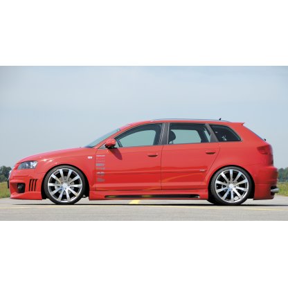 Rieger boční práh mont. strana levá pro Audi A3 8P 5-dvéř., Sportback, plast ABS s povrchovou úpravou Carbon-Look, s prolisem a výřezem