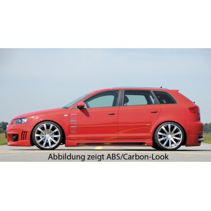 Rieger boční práh mont. strana levá pro Audi A3 8P 5-dvéř., Sportback, r.v. 03/03-, plast ABS bez povrchové úpravy, s prolisem a výřezem