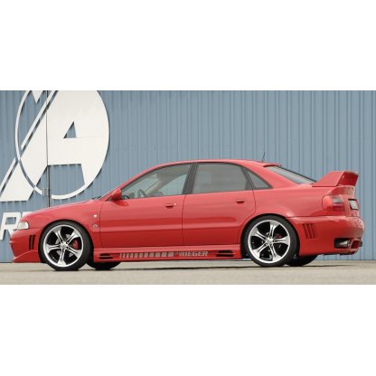 Rieger boční práh mont. strana levá pro Audi A4 B5 avant, sedan, r.v. 11/94-98, 99-12/00, plast ABS bez povrchové úpravy, s prolisem, s prolisem a dvěma výřezy