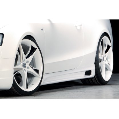 Rieger boční práh mont. strana levá pro Audi A5 S5 B8, B81 kabriolet, kupé vč. faceliftu, r.v. 06/07-07/11, 10/11-06/16, plast ABS bez povrchové úpravy, s prolisem a výřezem
