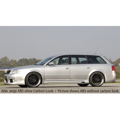 Rieger boční práh mont. strana levá pro Audi A6 4B avant, sedan vč. faceliftu, r.v. 01/97-06/01, 07/01-, plast ABS s povrchovou úpravou Carbon-Look, s prolisem