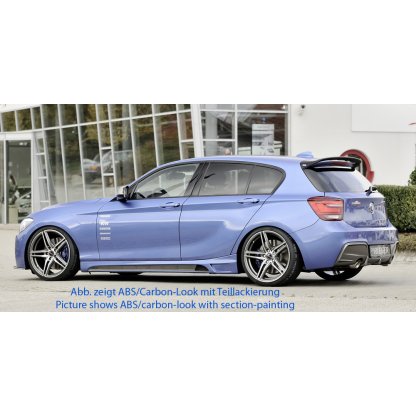 Rieger boční práh mont. strana levá pro BMW řada 1 F20 sedan / 4-dvéř. vč. faceliftu, r.v. 05/2015-, 09/11-03/2015, plast ABS bez povrchové úpravy, s prolisem a výřezem