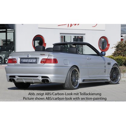 Rieger boční práh mont. strana levá pro BMW řada 3 E46, E46 M3 compact, kabriolet, kupé, sedan vč. faceliftu, r.v. 02/02-, 02/98-12/01, 06/00-, plast ABS bez povrchové úpravy, s prolisem a výřezem
