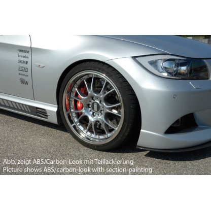 Rieger boční práh mont. strana levá pro BMW řada 3 E90, E91 sedan, touring vč. faceliftu, r.v. 03/05-08/08, 08/05-08/08, 09/08-, plast ABS s povrchovou úpravou Carbon-Look, s prolisem, s prolisem a dvěma výřezy