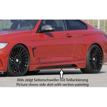 Rieger boční práh mont. strana levá pro BMW řada 4 F32, F33 coupe (3-dvéř.), kabriolet vč. faceliftu, r.v. 03/13-06/15, 07/15-, 11/12-06/15, plast ABS bez povrchové úpravy, s prolisem a výřezem