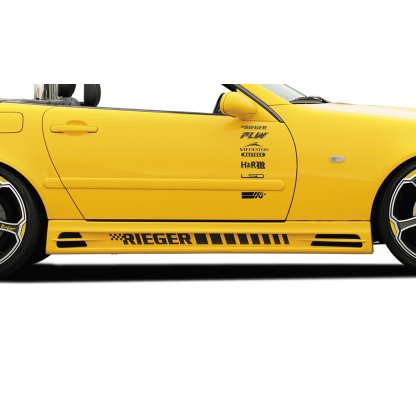 Rieger boční práh mont. strana levá pro Mercedes SLK R170, r.v. 01/01-, 09/96-12/00, plast ABS bez povrchové úpravy, s prolisem, s prolisem a dvěma výřezy