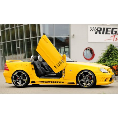 Rieger boční práh mont. strana levá pro Mercedes SLK R170, r.v. 01/01-, 09/96-12/00, plast ABS bez povrchové úpravy, s prolisem, s prolisem a dvěma výřezy
