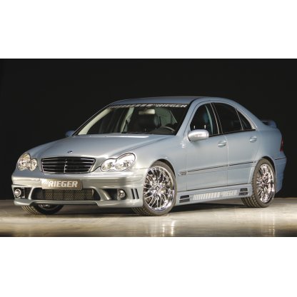 Rieger boční práh mont. strana levá pro Mercedes třída C W203 sedan, sportcoupe, t-model, r.v. 05/00-, plast ABS bez povrchové úpravy, s prolisem, s prolisem a dvěma výřezy