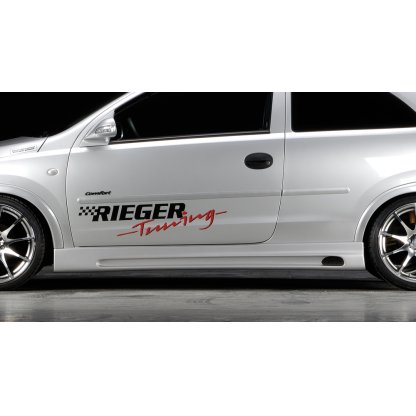 Rieger boční práh mont. strana levá pro Opel Corsa C 3-dvéř. vč. faceliftu, r.v. 06/03-, 09/00-05/03, plast ABS bez povrchové úpravy, s prolisem a výřezem