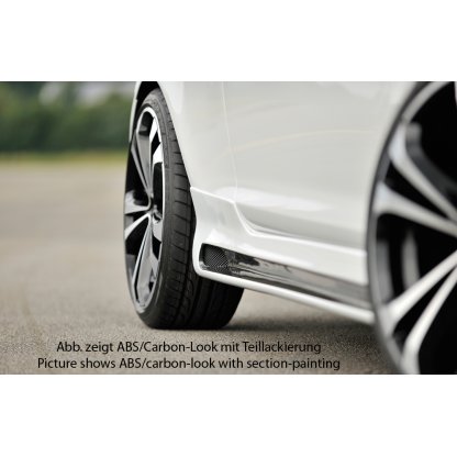 Rieger boční práh mont. strana levá pro Opel Corsa D 3-dvéř. vč. faceliftu, r.v. 01/11-, 07/06-12/10, plast ABS s povrchovou úpravou Carbon-Look, s prolisem a výřezem